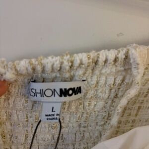 Fashion Nova Cream and Gold Mini Dress